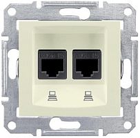 Розетка компьютерная без рамки Schneider Electric Sedna 2-м. RJ45+RJ45 5e бежевый картинка
